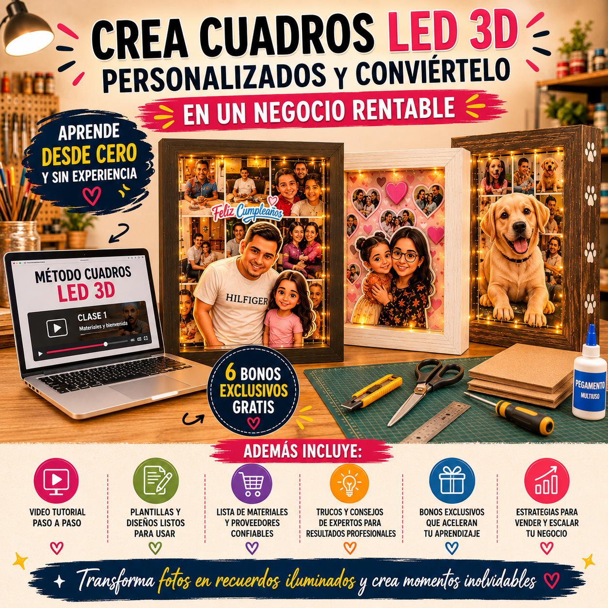 🖼️CUADROS LED 3D™💡- GUÍA PASO A PASO 📹+ 6 BONOS DE REGALO 🎁